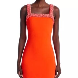 Elegant Orange Dress with Red Accents